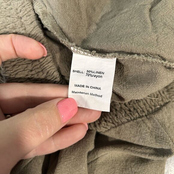 Womens Pants Large Pockets Stretch Boho Wide Leg Linen Blend Lagenlook Neutral - Picture 6 of 12